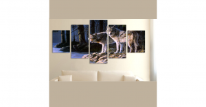 MILITARY SOLDIERS SILHOUETTES 5 PIECE CANVAS