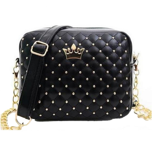Crown Quilted Crossbody Purse