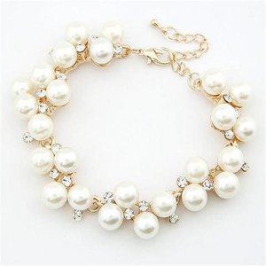 Charm Crystal Diamond Pearl Beads Bracelet