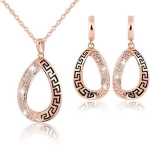 Crystal Water Drop Annular Necklace Earring Set
