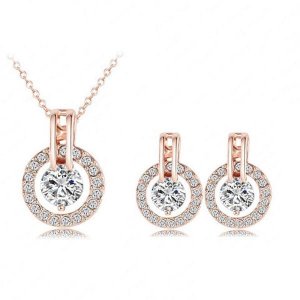 Rose Gold Plated Necklace/Earring Bijouterie Set