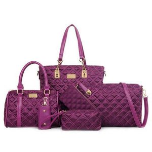 Women's Leather and Ruched Design Bag Set