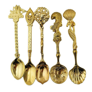 5 Set Alloy Vintage Royal Style Bronze Carved Cutlery