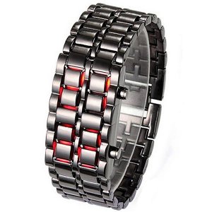 New Fashion Unisex Lava Iron Samurai Metal LED Faceless Bracelet Watch