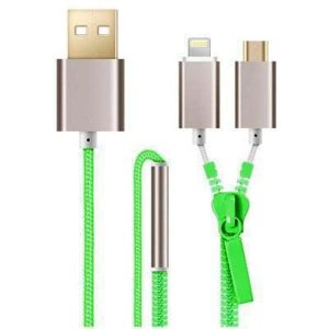 2in1 Zipper iPhone 6/5&Android phone USB Cable