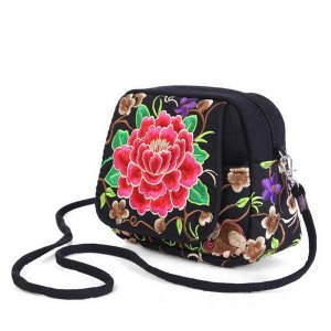 Retro Chinese Style Embroidered Canvas Women Crossbody Bag