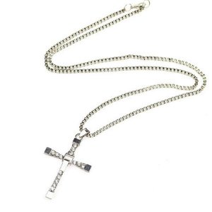 Punk Trendy Male Cross Crystal Necklace