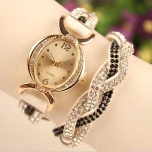Rhinestone Diamond Braid Bracelet Watch
