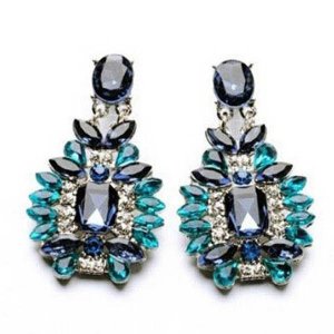 Shiny Blue Crystal Earrings