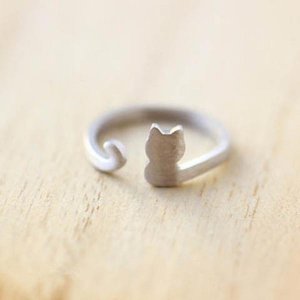 Silver Plating Cat Adjustable Ring