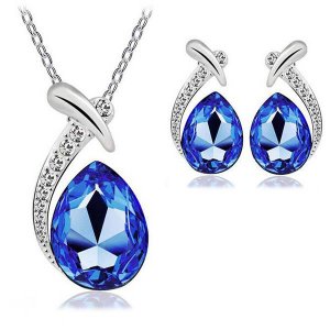 Crystal Water Drop Jewelry Set- Earrings Necklace