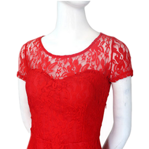 Women Round neck Short sleeve Lace Dress
